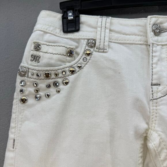 Miss Me Jeans Women's 26 (2) White Boot Cut Embellished Western Wear Summer - Picture 5 of 16